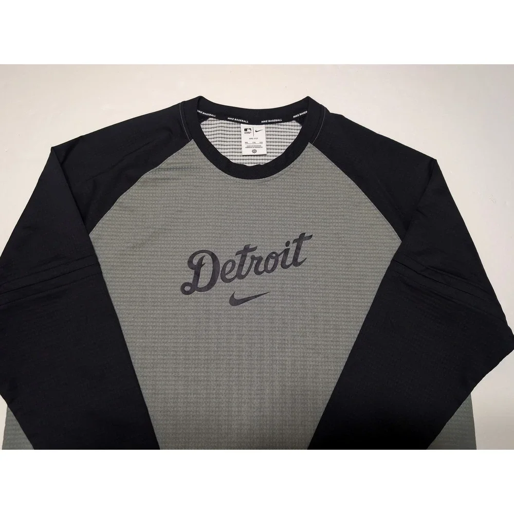NIKE Detroit Tigers Long Sleeve Thermal Shirt MLB Team Issue XXL Waffle Knit